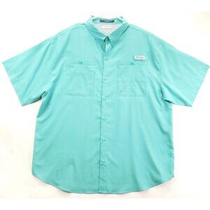 Columbia PFG Omni-Shade Tamiami Shirt Mens 2XL Aqua Vented Fishing